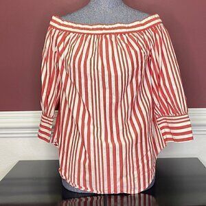 Who What Wear striped off the shoulder blouse sz M